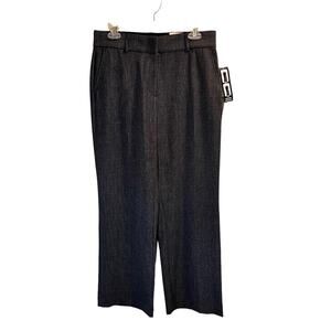 Kim Rogers Black Textured Slacks Flat Front Straight Leg Dress Pants Size 8 NWT